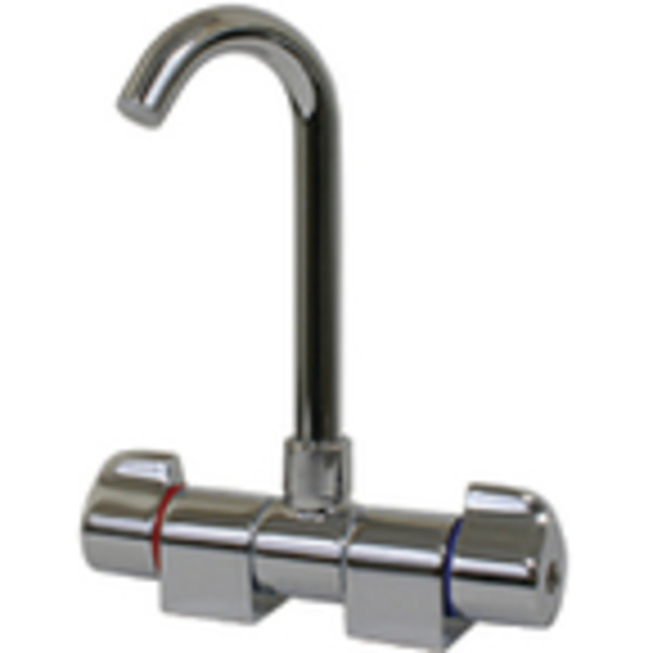 Scandvik 10474P Chrome Plated Brass J Spout Folding Mixer Faucet 10474P